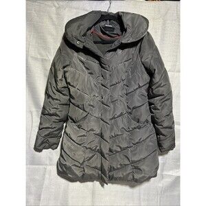 Steve Madden womens Puffer‎ Coat Parka Size m winter Jacket Gray Pleated